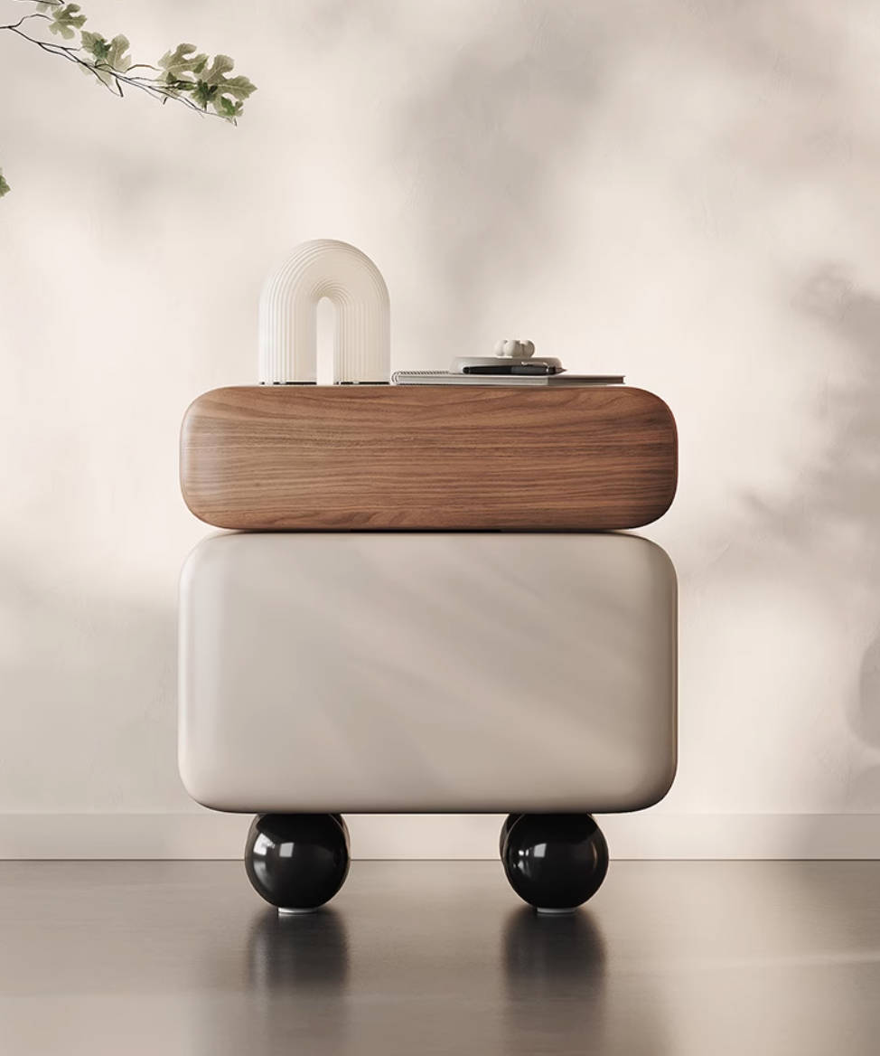 Italian light luxury designer patented bedside table storage cream style