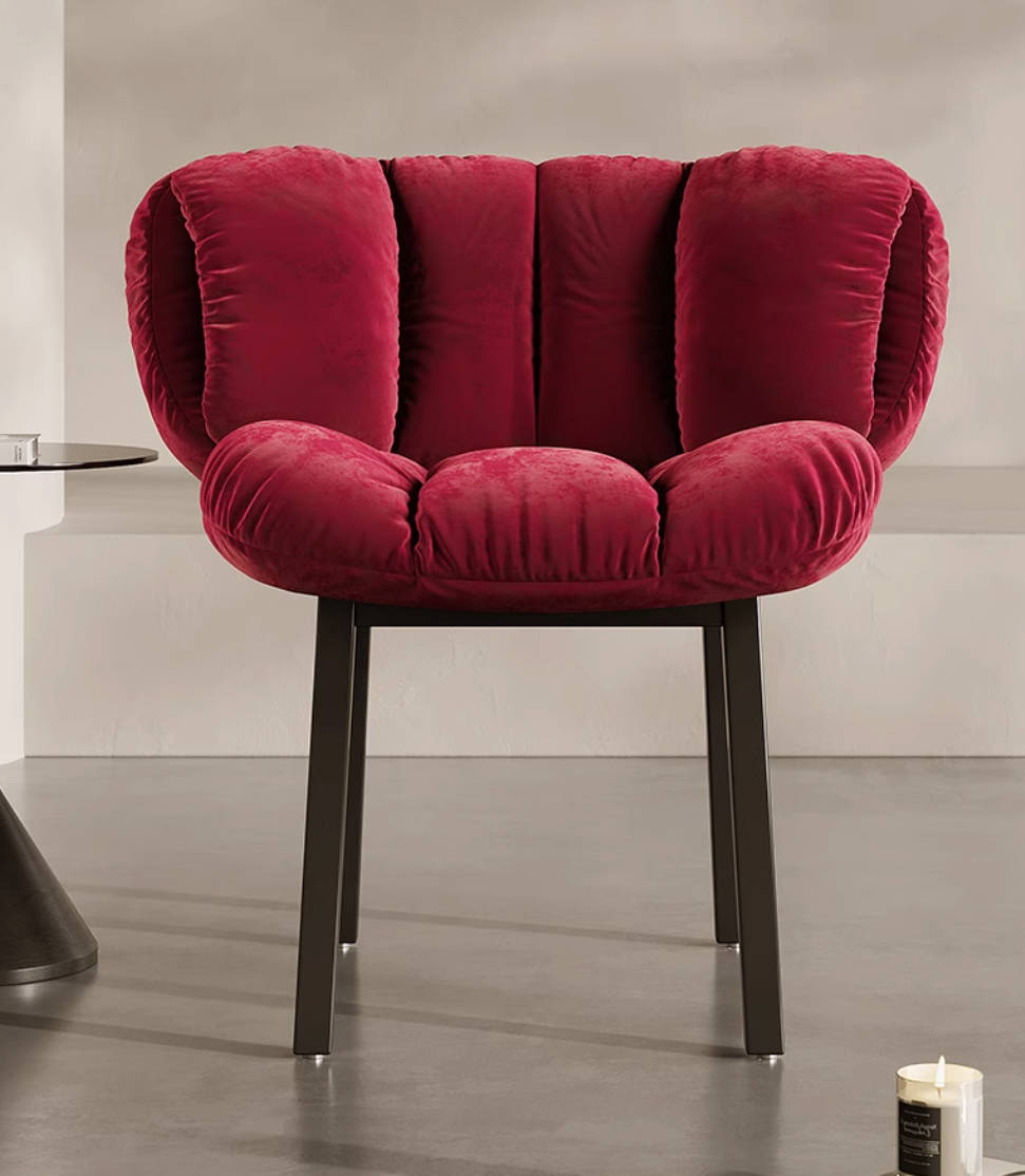 Light luxury fabric dining chair French retro backrest petal new product second-hand dining table chair