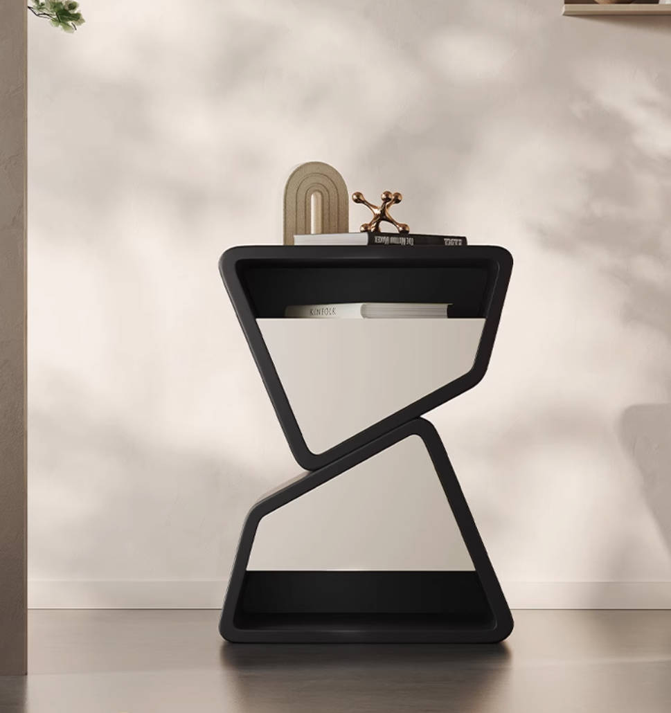 Italian simple bedside table designer medieval patent cream style modern minimalist